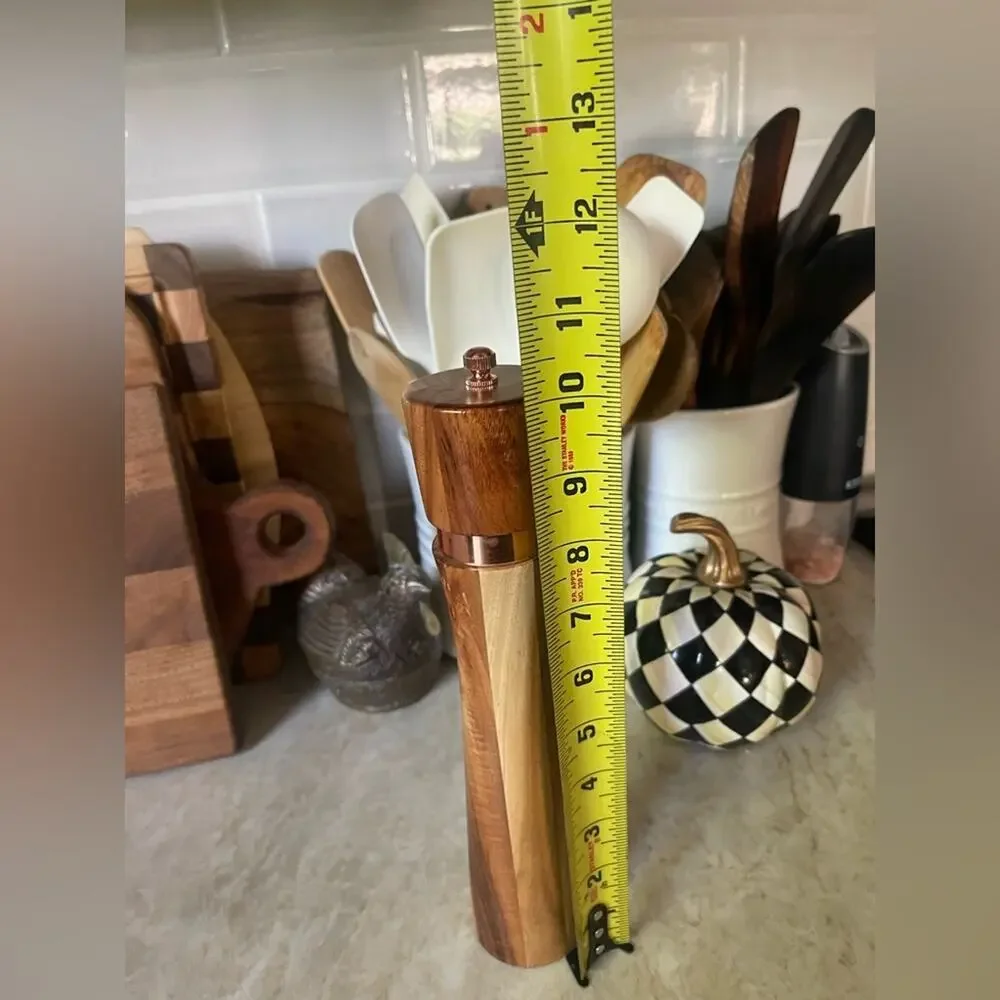 Wood Salt or Pepper Grinder with Copper Detail